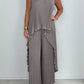 👗Laney Pleated Short Sleeve Irregular Midi Top and Elastic Waist Wide Leg Pants Set✨