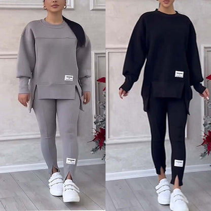 Avslappnat set med sweatshirt och leggings för kvinnor