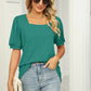 Square Neck T-shirt with Puff Sleeves