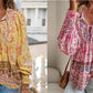🌸Speciale prijs🌸Vrouwelijke modieuze bedrukte V-hals lange mouw shirt