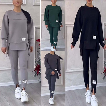 Avslappnat set med sweatshirt och leggings för kvinnor