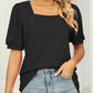 Square Neck T-shirt with Puff Sleeves