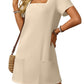 👗Women's Casual Square Neck Pocket Short Sleeve Dress with Pockets💕