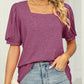 Square Neck T-shirt with Puff Sleeves