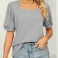 Square Neck T-shirt with Puff Sleeves