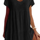 Stor -Sized Cotton Mixed Compound V -Neck Loose Woven Dress korta ärmar