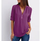 Blouses met losse 3/4 mouwen en ritssluiting in plus size