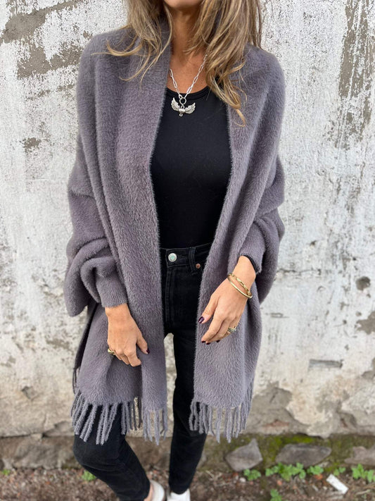 🌹Kvinnor Långärmad Casual Tassel Sjal Coat