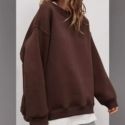 Överdimensionerad enfärgad sweatshirt med rund hals