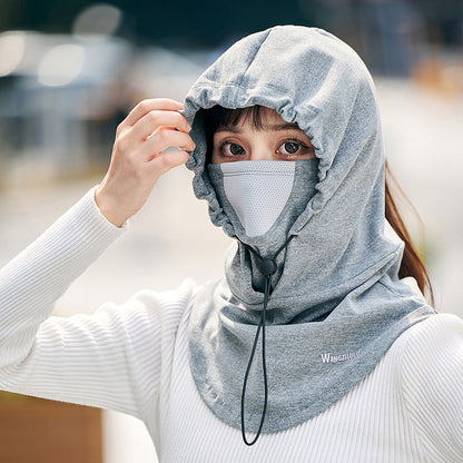 Ansiktsmask med huva och halsvärmare för cykling