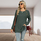 Ronde hals effen kleur split zoom gebreide top