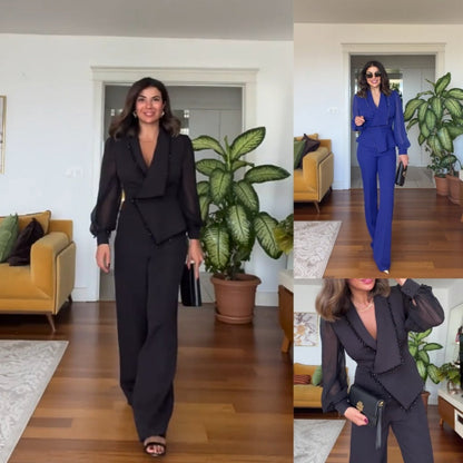 ⏳ Beperkte tijd 50% korting! 💥Elegante zwarte jumpsuit met kralen en wijde pijpen（Hoe meer je koopt, hoe hoger de korting）