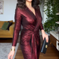 🌸Spring Specials🌸 V-Neck Ruched Wrap Dress with Split Hem