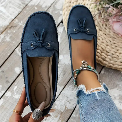 🔥Laatste dag promotie 50% korting - Comfortabele zachte dames loafers in vintage stijl met strik