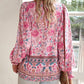 🌸Speciale prijs🌸Vrouwelijke modieuze bedrukte V-hals lange mouw shirt