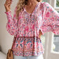 🌸Speciale prijs🌸Vrouwelijke modieuze bedrukte V-hals lange mouw shirt