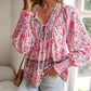 🌸Speciale prijs🌸Vrouwelijke modieuze bedrukte V-hals lange mouw shirt