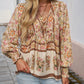 🌸Speciale prijs🌸Vrouwelijke modieuze bedrukte V-hals lange mouw shirt