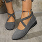 🔥Hot Sale🔥Elegant Solid Color Elastic Strap Low Wedge Shoes
