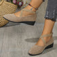 🔥Hot Sale🔥Elegant Solid Color Elastic Strap Low Wedge Shoes