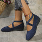 🔥Hot Sale🔥Elegant Solid Color Elastic Strap Low Wedge Shoes