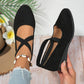 🔥Hot Sale🔥Elegant Solid Color Elastic Strap Low Wedge Shoes
