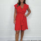 💖Women's Elegant Waist Tie V-Neck Ruffle Dress