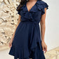 💖Women's Elegant Waist Tie V-Neck Ruffle Dress