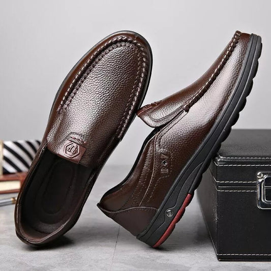 DRESSYE Loafers i äkta läder med mjuk innersula Casual Business Slip On Loafers för män