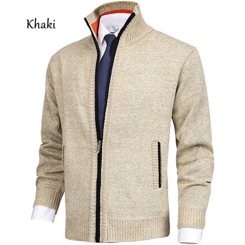 Solid herrfärg Stående krage Moderiktig öppen cardigan Cardigan